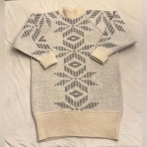 Vintage! Hilda Ltd Icelandic 100% Wool Patterned Sweater Dress/Tunic, sz S